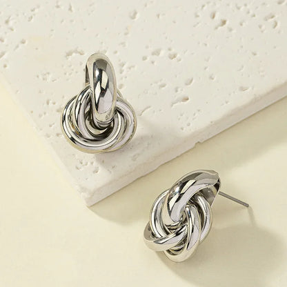 Gold & Silver Knot Hoop Twist Earrings