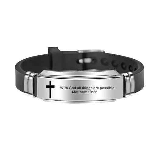 Bible Verse Faith Silicone Cross Bracelet
