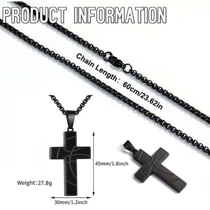 Stainless Steel Sports Cross Necklace Bible Verse Jewelry