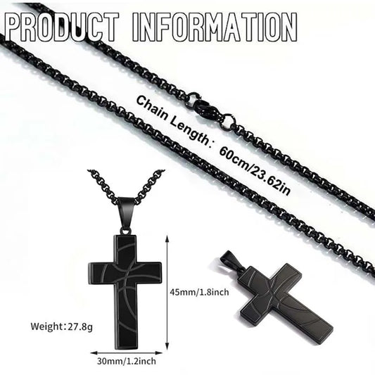 Stainless Steel Sports Cross Necklace Bible Verse Jewelry