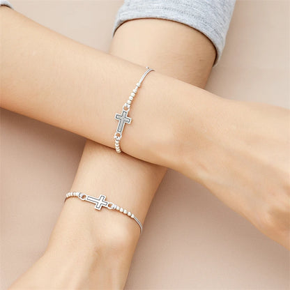 2Pcs/Set New Simple Cross Braided Bracelet for Women Men Handmade Adjustable Friendship Couple Bracelet Christian Prayer Jewelry