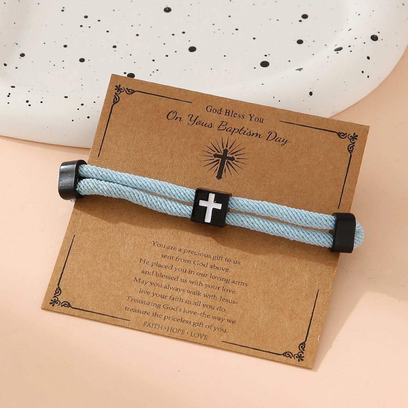 Braided Cross Bracelet for Men And Women Adjustable Hand Rope with Metal Knot Christian Baptism Gifts Christian Jewelry - Blessings is Here