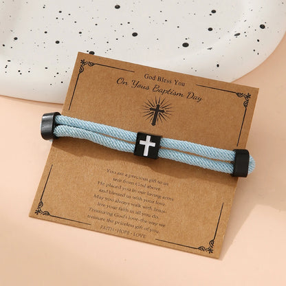 Braided Cross Bracelet for Men And Women Adjustable Hand Rope with Metal Knot Christian Baptism Gifts Christian Jewelry - Blessings is Here