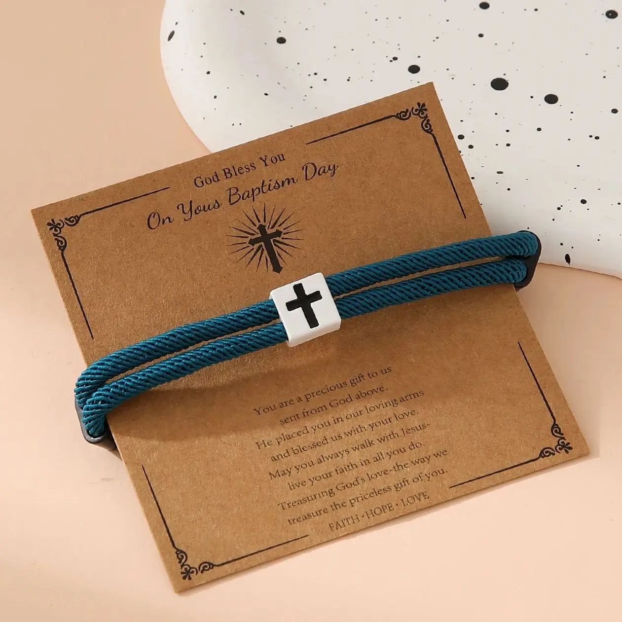 Braided Cross Bracelet for Men And Women Adjustable Hand Rope with Metal Knot Christian Baptism Gifts Christian Jewelry - Blessings is Here