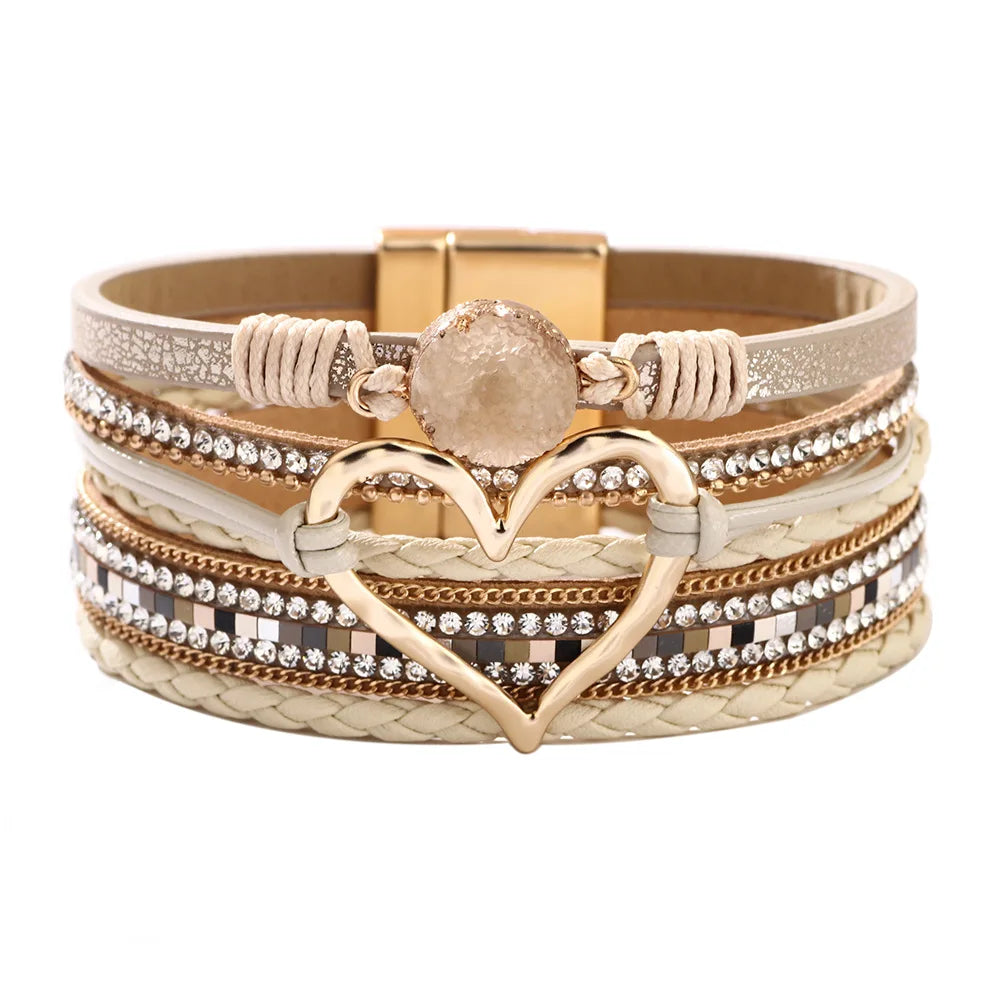 Blessed Cross PU Leather Bracelet – Bohemian Christian Rhinestone Wrap Bracelet for Women | Vintage Faith Jewelry Gift | Blessings Is Here