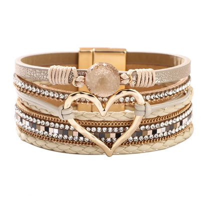 Blessed Cross PU Leather Bracelet – Bohemian Christian Rhinestone Wrap Bracelet for Women | Vintage Faith Jewelry Gift | Blessings Is Here