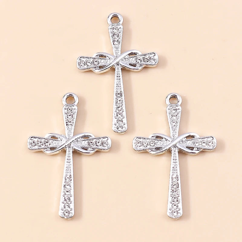 10pcs Luxury Gold Silver Color Cross Charms for Jewelry Making Handmade Crosses Pendant Necklace Keychain Diy Jewelry Findings - Blessings is Here