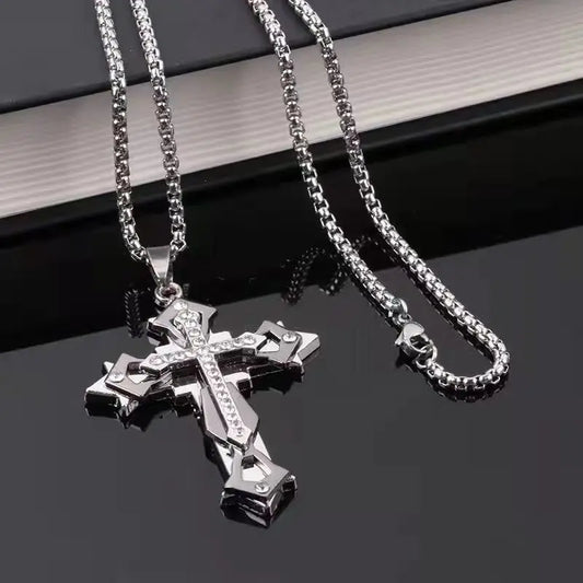 Trendy Hip-Hop Titanium Steel Cross Necklace