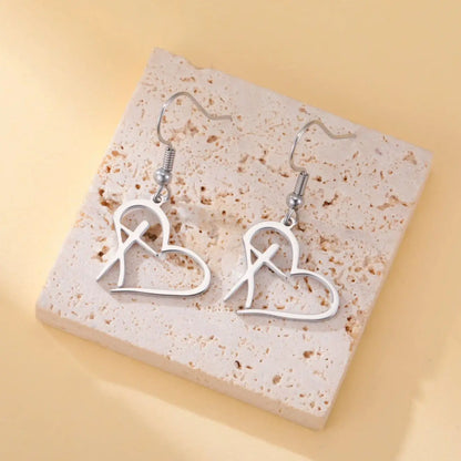 Christian Cross Heart Earrings for Women Love Keyring Stainless Steel Key Bag Car Charms Religious Lucky Jewelry Gifts