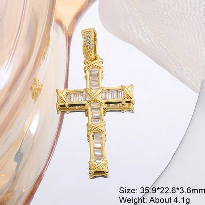 Juya Handmade 18K Real Gold Plated Cubic Zirconia Christian Cross Charms For DIY Rosary Religious Pendant Jewelry Making - Blessings is Here