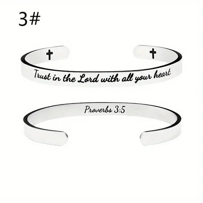 Stainless Steel Jesus Christian Bible Verse Cuff Bracelet