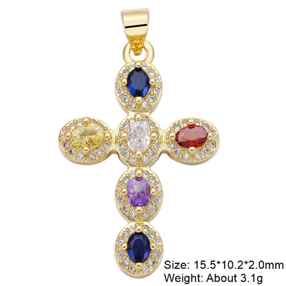 Juya Handmade 18K Real Gold Plated Cubic Zirconia Christian Cross Charms For DIY Rosary Religious Pendant Jewelry Making - Blessings is Here