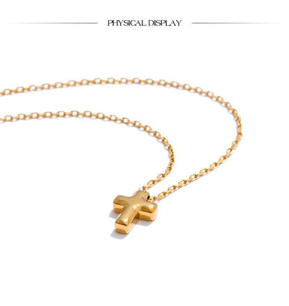 Small  Stainless Steel Chic Cross Casting Charm Pendant Necklace Unique Classic Fashion Jewelry Bijoux Femme