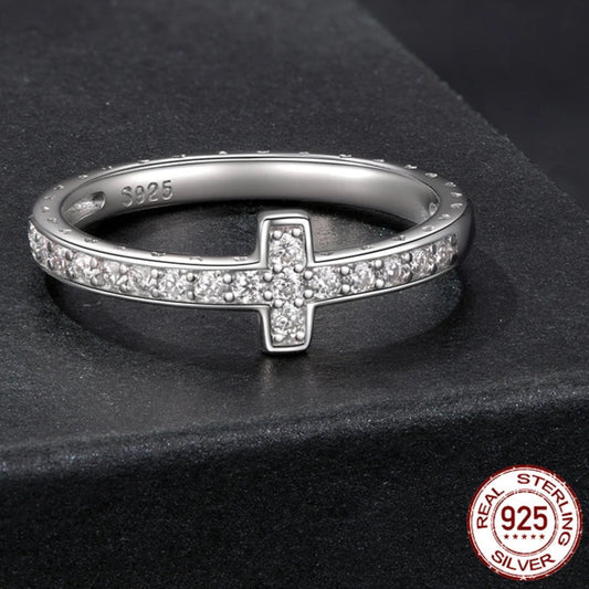 Stackable Eternity Moissanite Cross Ring