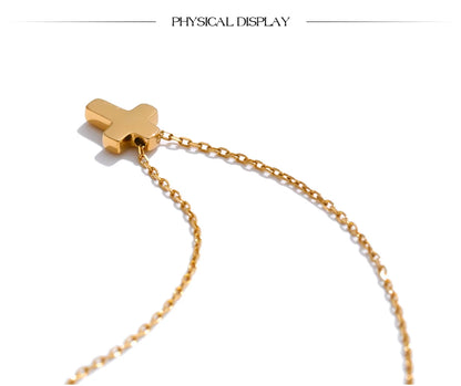 Small  Stainless Steel Chic Cross Casting Charm Pendant Necklace Unique Classic Fashion Jewelry Bijoux Femme
