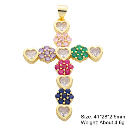 Juya Handmade 18K Real Gold Plated Cubic Zirconia Christian Cross Charms For DIY Rosary Religious Pendant Jewelry Making - Blessings is Here