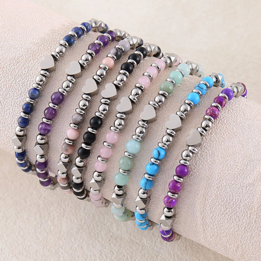 Faith Heart Natural Stone Bracelet for Women – Christian Gift, Adjustable Beaded Bracelet, Meaningful Jewelry Gift for Mom, Daughter, Friend - 1 piece