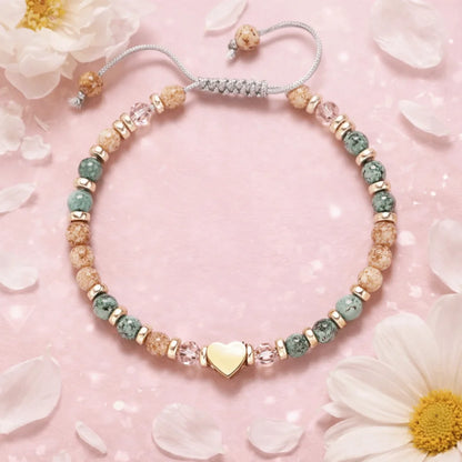 Inspirational Bead Bracelet Gift for Her | Handmade Wish Bracelet with Message Card | Motivational Boho Heart Bracelet