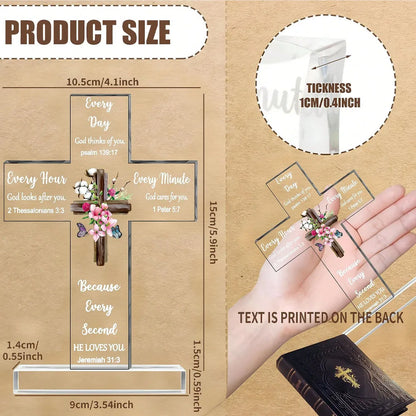 1pc Acrylic Cross - Bible Verses and Prayers, Inspirational Christian Gifts, Religious Decor for Home and Desk, Perfect for Mom,