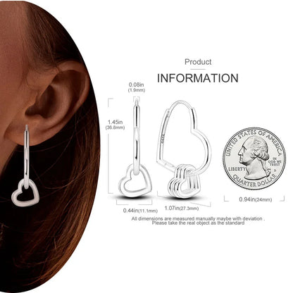 925 Silver Heart & Star Zircon Hoop Earrings