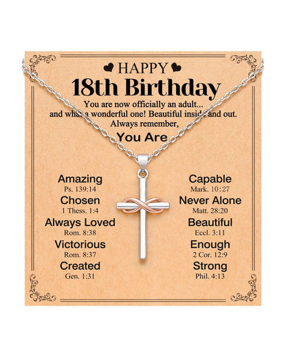 Cross Infinity Necklace for Women with Inspirational Blessing Card | Gold Christian Faith Necklace | Religious Jewelry Gift for Her