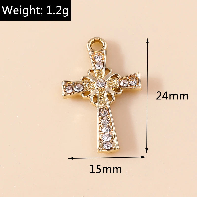 10pcs Luxury Gold Silver Color Cross Charms for Jewelry Making Handmade Crosses Pendant Necklace Keychain Diy Jewelry Findings - Blessings is Here