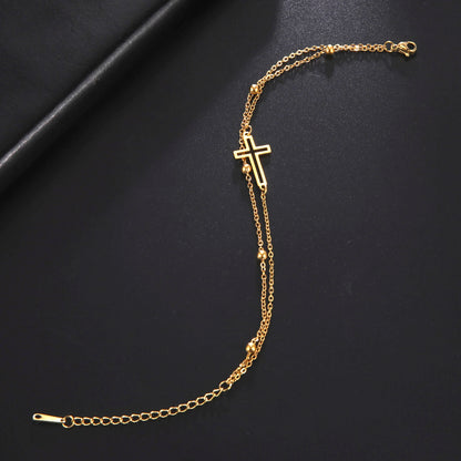 Fashion Women's Jewelry Cross Pendant Bracelets Stainless Steel Double Layer Chain Bracelets for Men Women Trend Gift - Blessings is Here