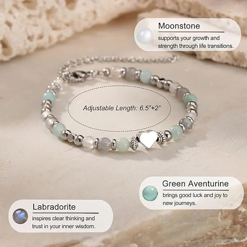 Cross-border new natural stone adjustable lobster buckle 4mm beaded bracelet fashionable women with card bracelet