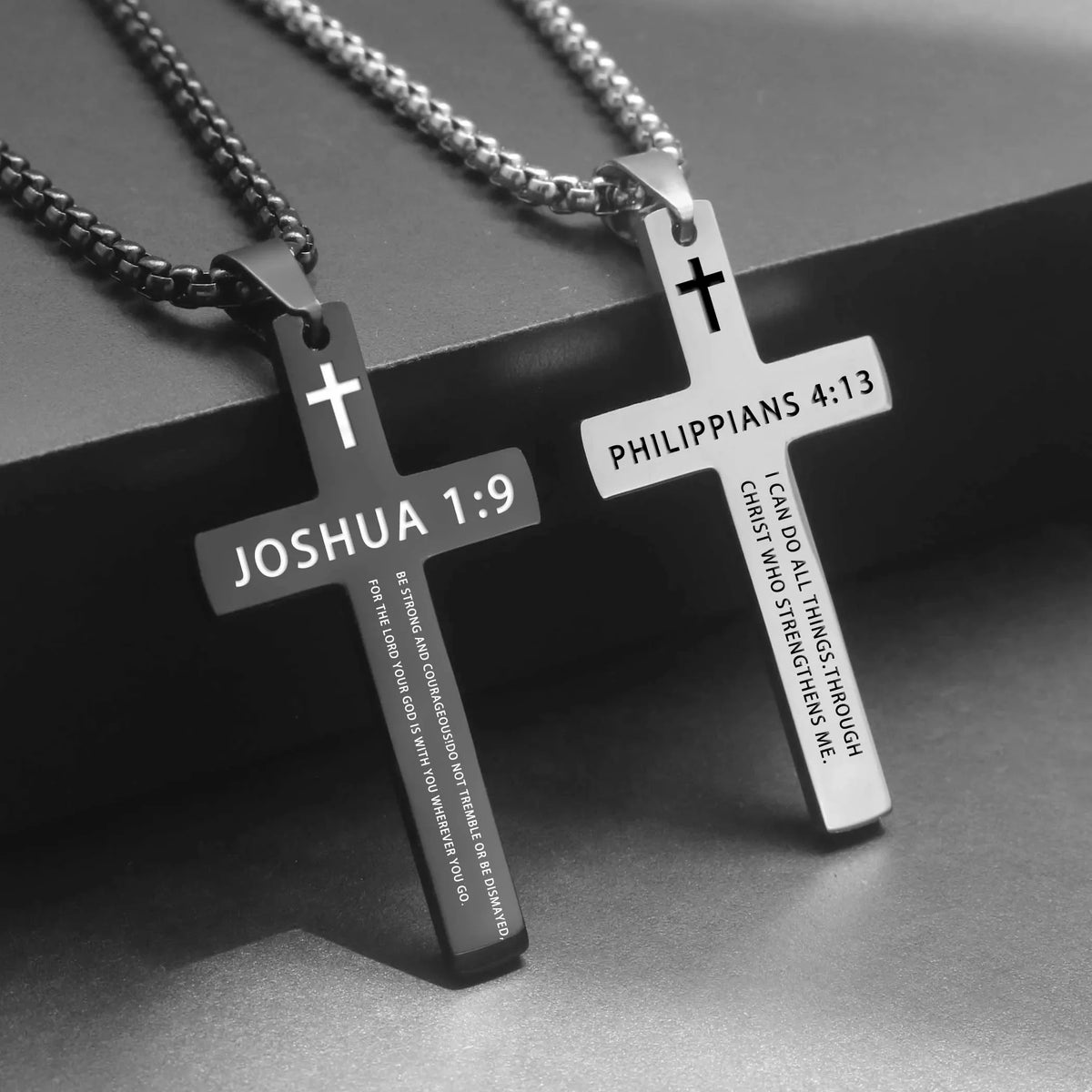304L Stainless Steel Bible Verse Cross Necklace - Blessings is Here