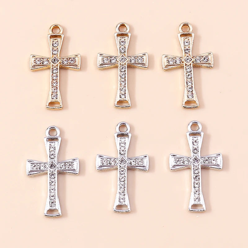 10pcs Luxury Gold Silver Color Cross Charms for Jewelry Making Handmade Crosses Pendant Necklace Keychain Diy Jewelry Findings - Blessings is Here