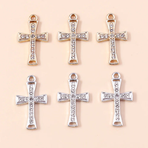 10pcs Luxury Gold Silver Color Cross Charms for Jewelry Making Handmade Crosses Pendant Necklace Keychain Diy Jewelry Findings - Blessings is Here