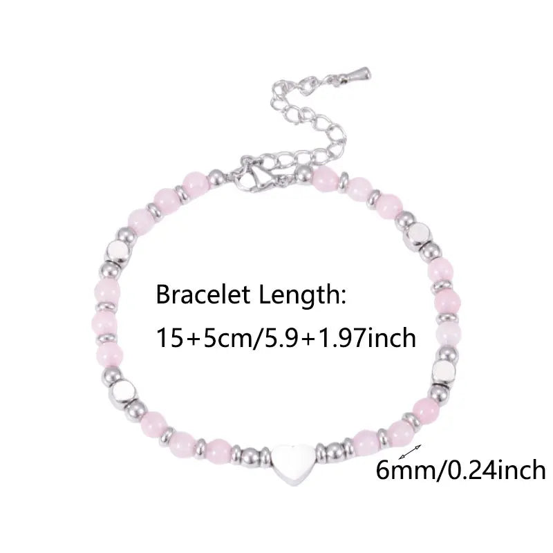 Faith Heart Natural Stone Bracelet for Women – Christian Gift, Adjustable Beaded Bracelet, Meaningful Jewelry Gift for Mom, Daughter, Friend - 1 piece