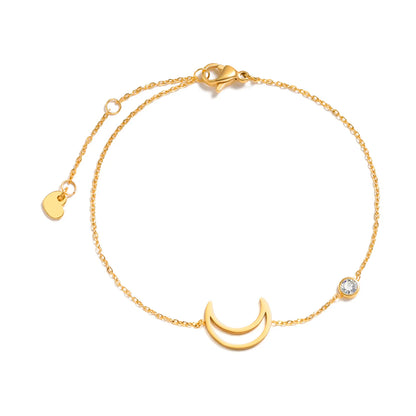 Birthstone Zirconia Thin Chain Link Cross Bracelet Stainless Steel Women's Adjustable Link Stacked Layered Chain Bracelets