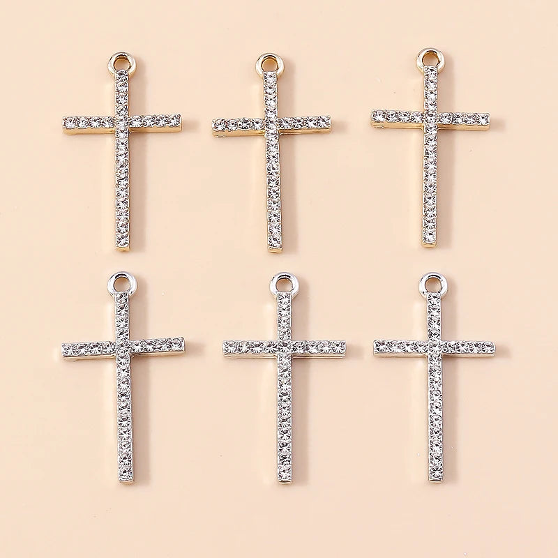 10pcs Luxury Gold Silver Color Cross Charms for Jewelry Making Handmade Crosses Pendant Necklace Keychain Diy Jewelry Findings - Blessings is Here