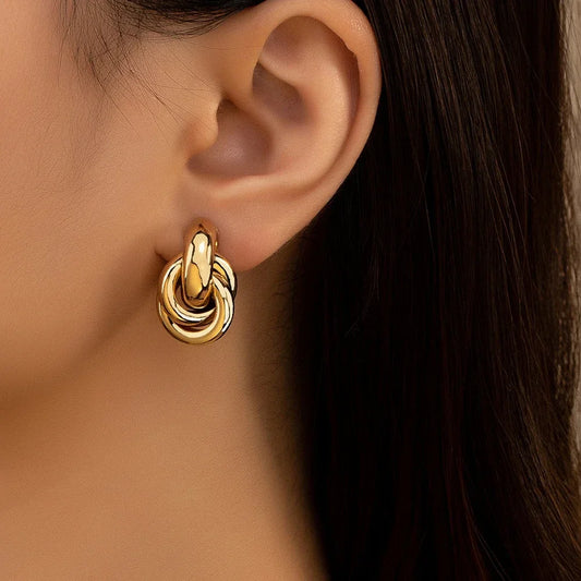 Gold & Silver Knot Hoop Twist Earrings