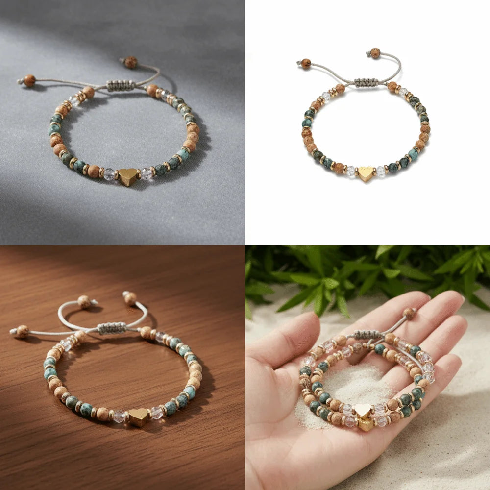 Inspirational Bead Bracelet Gift for Her | Handmade Wish Bracelet with Message Card | Motivational Boho Heart Bracelet