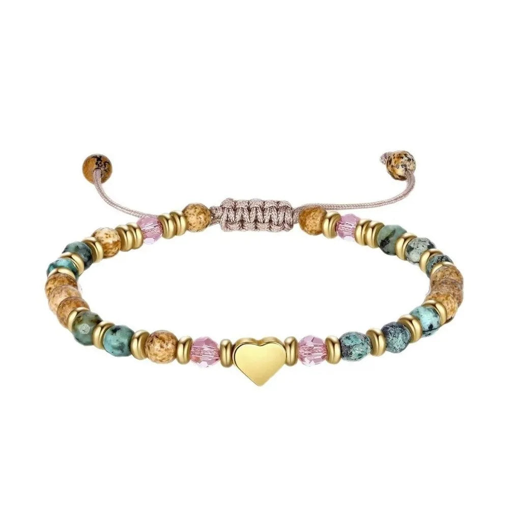 Inspirational Bead Bracelet Gift for Her | Handmade Wish Bracelet with Message Card | Motivational Boho Heart Bracelet