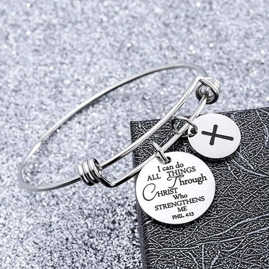 Christian Stainless Steel Cross Charm Bracelet