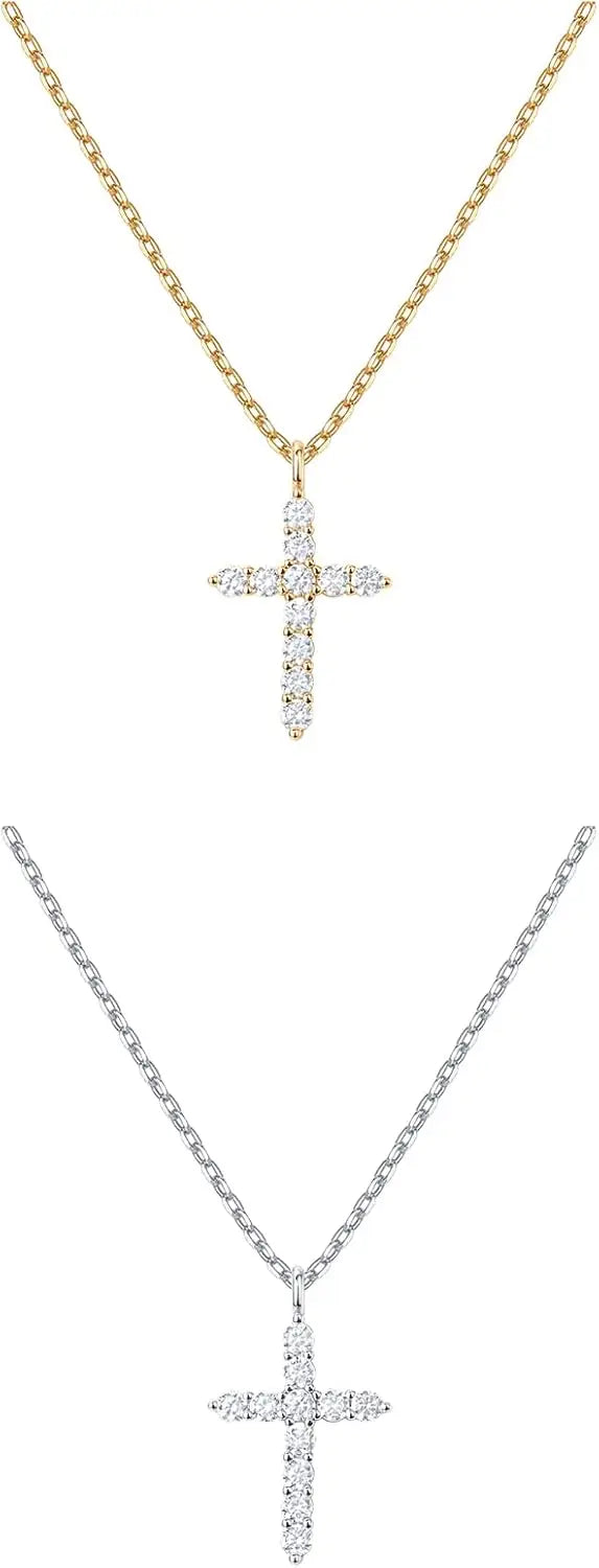 PAVOI 14K Gold Plated Cubic Zirconia Cross Necklace for Women | Cross Faith Pendant Necklaces - Blessings is Here