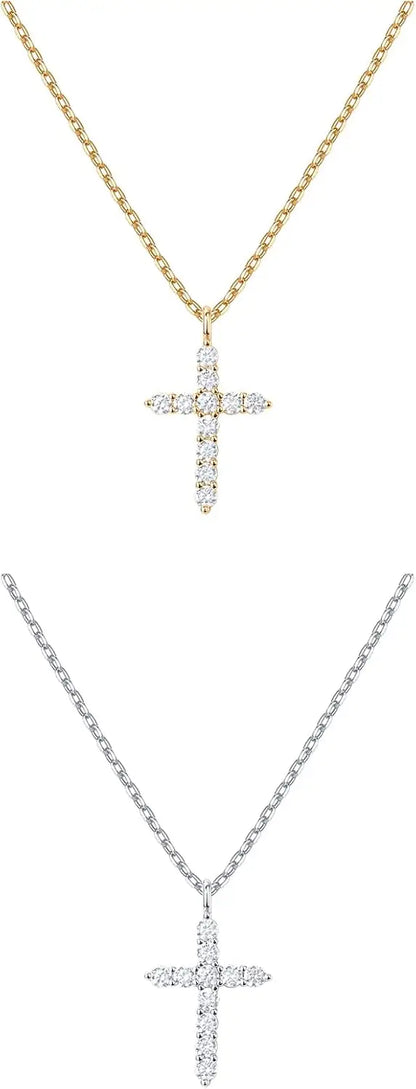 PAVOI 14K Gold Plated Cubic Zirconia Cross Necklace for Women | Cross Faith Pendant Necklaces - Blessings is Here