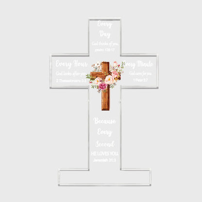 1pc Acrylic Cross - Bible Verses and Prayers, Inspirational Christian Gifts, Religious Decor for Home and Desk, Perfect for Mom,