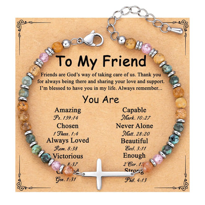 Birthday Christian gifts Cross Bracelet for Women Steel Confirmation Baptism Easter Unique Gift for Girls Friends Daughter Sister