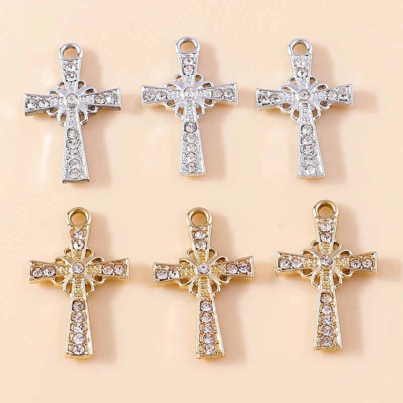10pcs Luxury Gold Silver Color Cross Charms for Jewelry Making Handmade Crosses Pendant Necklace Keychain Diy Jewelry Findings - Blessings is Here