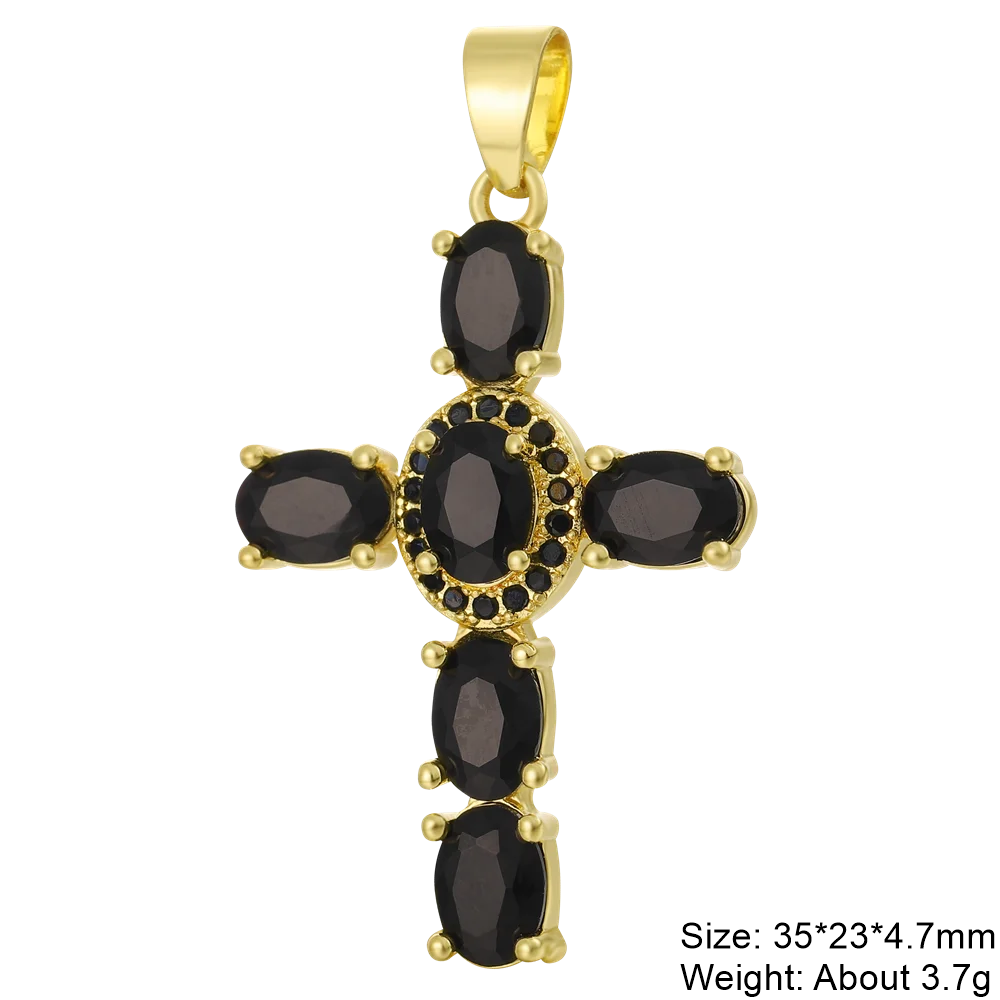 Juya Handmade 18K Real Gold Plated Cubic Zirconia Christian Cross Charms For DIY Rosary Religious Pendant Jewelry Making - Blessings is Here