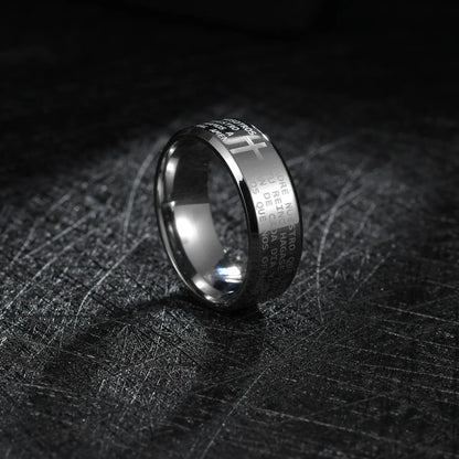 Bible Prayer Stainless Steel Jesus Cross Ring
