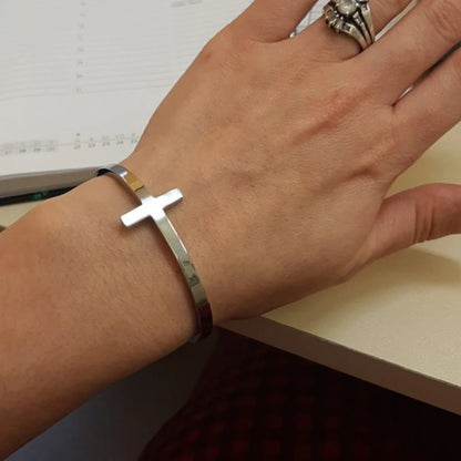 Sterling Silver Cross Cuff Bracelet