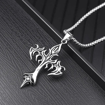 Hip Hop Stainless Steel Cross Pendant Necklace