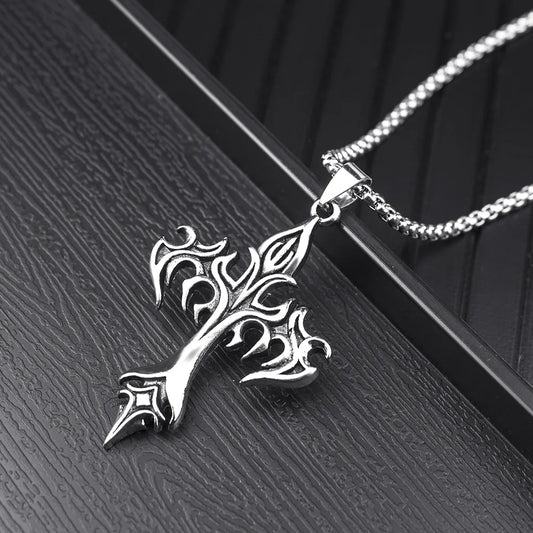 Hip Hop Stainless Steel Cross Pendant Necklace
