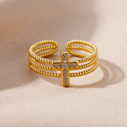 Luxury Zircon Cross Ring for Women
