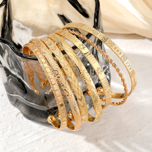 7-Piece Punk Gold Bracelet Set for Women
